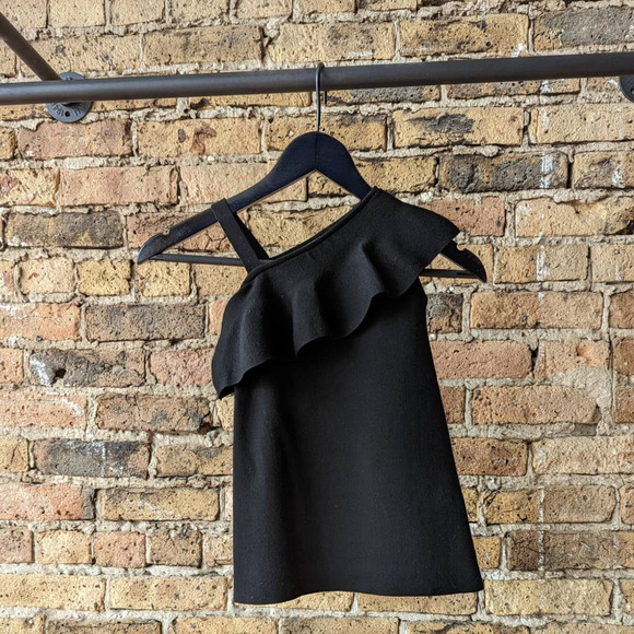 Milly Minis Black Ruffle Shoulder Dress - Picture 2 of 3